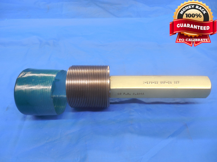 2 1/4 12 UNF 2A SET THREAD PLUG GAGE 2.25 GO ONLY P.D. = 2.1941 NF-2A CHECK - DW6741RD