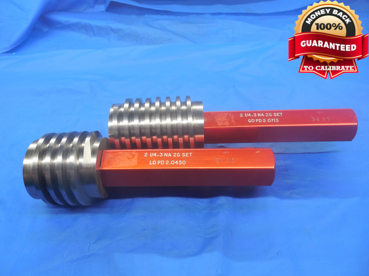 2 1/4 3 NA 2G ACME SET THREAD PLUG GAGE 2.25 3.0 GO NO GO PD'S = 2.0713 & 2.0450 - DW6780BU