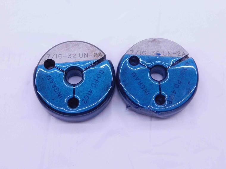 7/16 32 UN 2A THREAD RING GAGES .4375 GO NO GO P.D.'S = .4162 & .4128 CHECK - DW7067BU