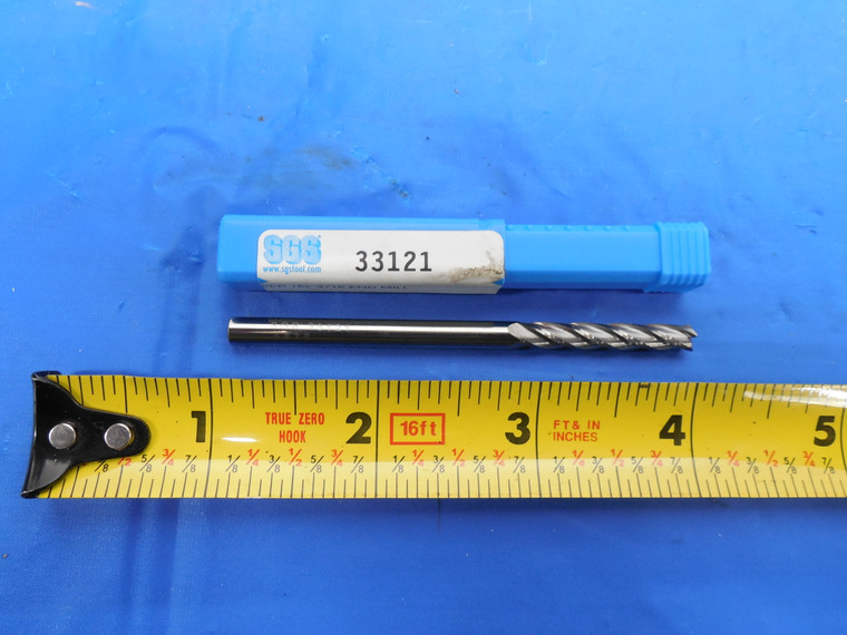 SGS CARBIDE 33121 X 1-1/8" EXTRA LONG LENGTH CENTER CUTTING 4 FLUTE END MILL