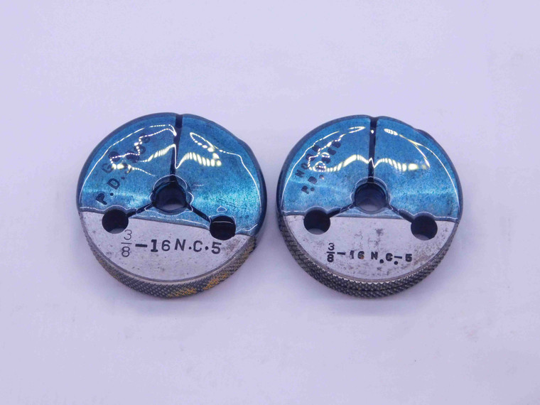 3/8 16 NC 5 THREAD RING GAGES .375 .3750 GO NO GO P.D.'S = .3389 & .3365 UNC-5 - DW7150CG