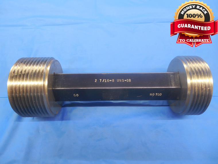 2 7/16 8 UNS 3B SPECIAL THREAD PLUG GAGE 2.4375 GO NO GO PD'S = 2.3563 & 2.3643 - DW7238BU