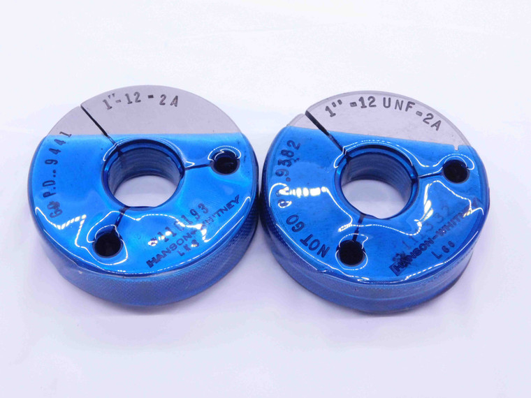 1" 12 UNF 2A THREAD RING GAGES 1.0 1.00 1.000 GO NO GO P.D.'S = .9441 & .9382 - DS0005SLRL