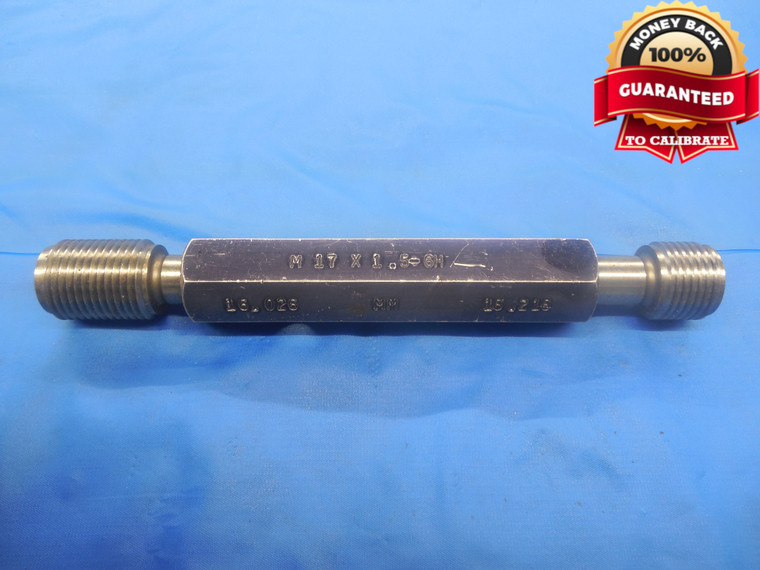 M17 X 1.5 6H LEFT HAND THREAD PLUG GAGE 17.0 GO NO GO P.D.'S = 16.026 & 16.216 - DW7350BU