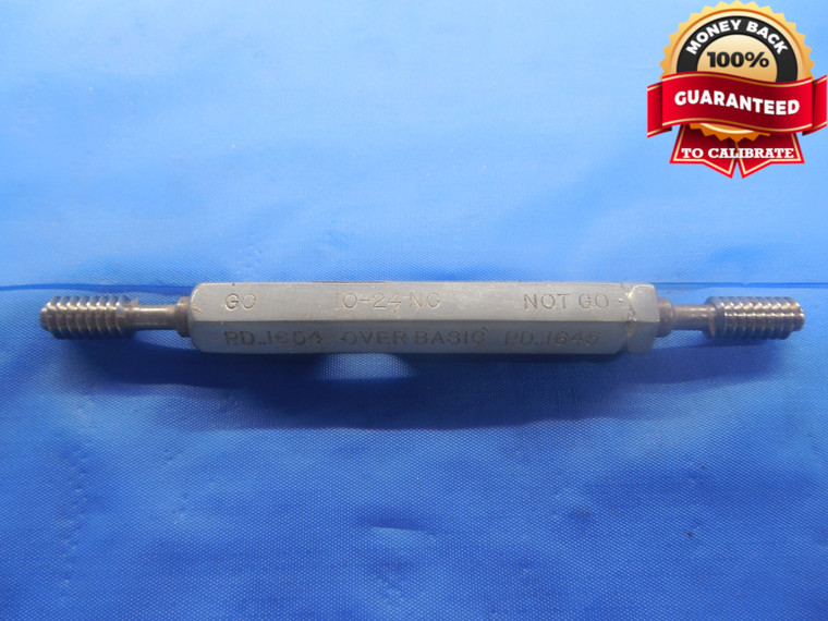 10 24 NC SET THREAD PLUG GAGE #10 .190 GO NO GO P.D.'S = .1654 & .1645 UNC CHECK - DW7377BU