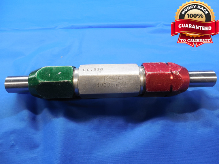 .5160 & .5240 PIN PLUG GAGE GO NO GO .5313 -.0153 17/32 13.106 mm .516 .524