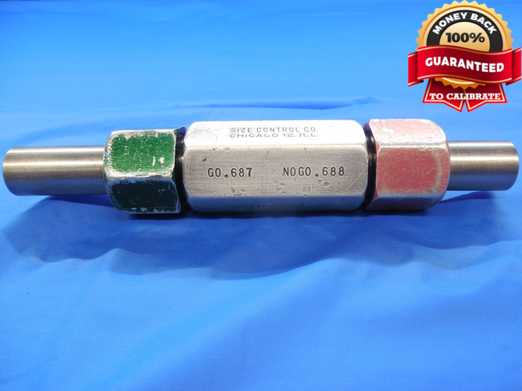.6870 & .6880 CL X PIN PLUG GAGE GO NO GO .6875 -.0005 UNDERSIZE 11/16 17.450 mm