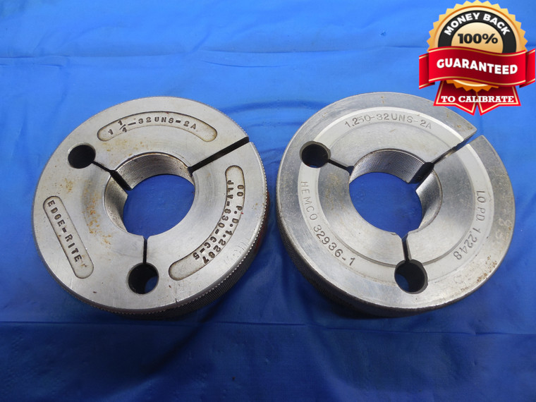 1 1/4 32 UNS 2A THREAD RING GAGES 1.25 GO NO GO P.D.'S = 1.2287 & 1.2248 NS-2A - DW7433STMFCT