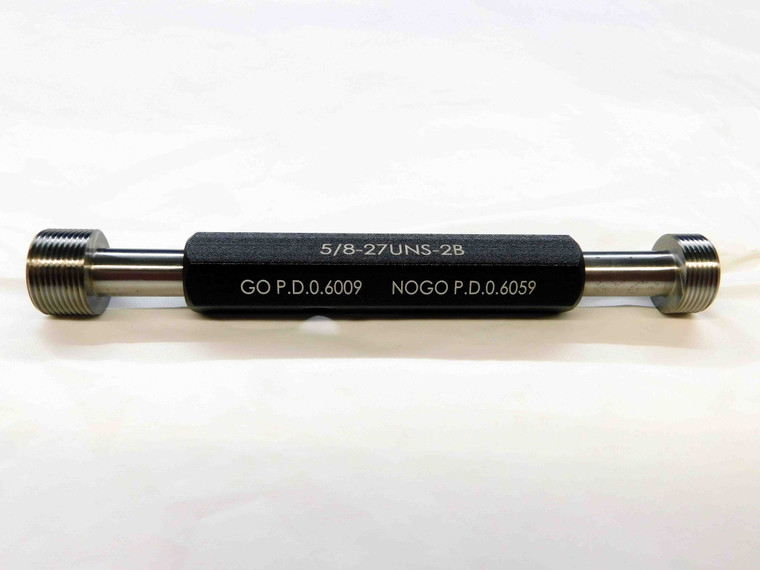 NEW 5/8 27 UNS 2B THREAD PLUG GAGE .625 GO NO GO P.D.'S = .6009 & .6059 NS-2B