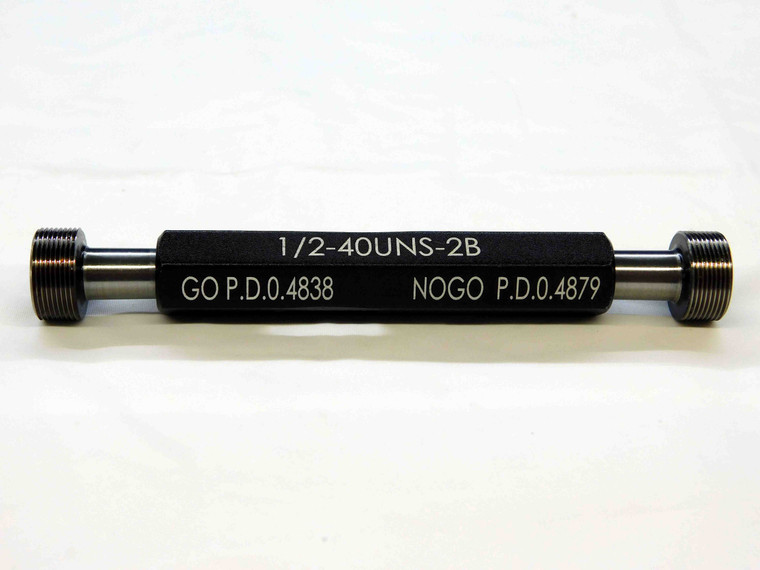 1/2 40 UNS 2B THREAD PLUG GAGE .5 GO NO GO P.D.'S = .4838 & .4879 NS-2B - DW7463MJ