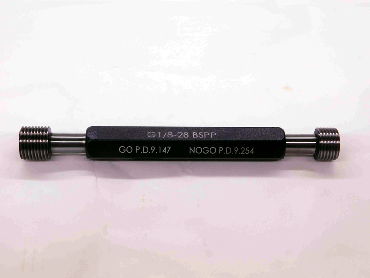 G 1/8 28 BSPP PIPE THREAD PLUG GAGE .125 GO NO GO P.D.'S = 9.147 & 9.254 mm G1/8 - DW7462MJ