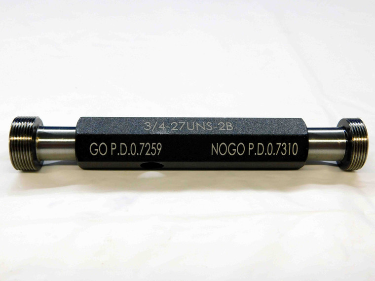 NEW 3/4 27 UNS 2B THREAD PLUG GAGE .75 GO NO GO P.D.'S = .7259 & .7310 NS-2B