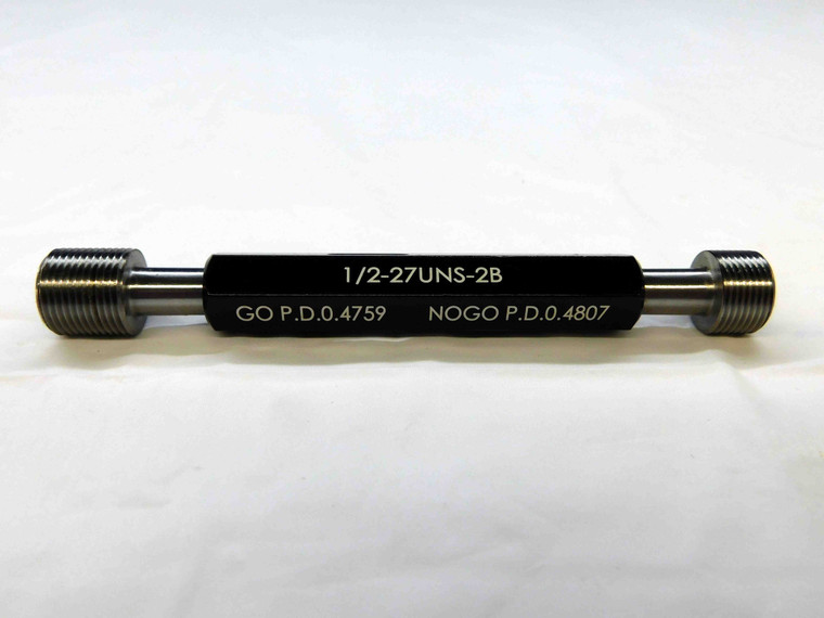 NEW 1/2 27 UNS 2B THREAD PLUG GAGE .5 GO NO GO P.D.'S = .4759 & .4807 NS-2B