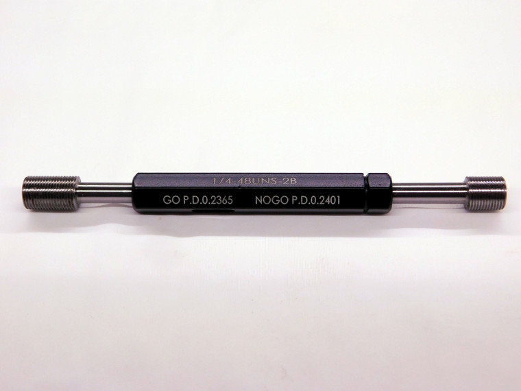 NEW 1/4 48 UNS 2B THREAD PLUG GAGE .25 GO NO GO P.D.'S = .2365 & .2401 NS-2B - DW7469MJ