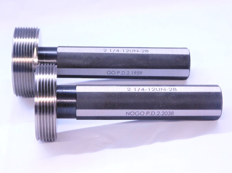 NEW 2 1/4 12 UN 2B THREAD PLUG GAGE 2.25 GO NO GO P.D.'S = 2.1959 & 2.2038 N-2B - JF3852MJ