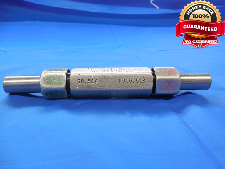.5140 & .5180 CL Y PIN PLUG GAGE GO NO GO .5000 +.0140 1/2 13.056 mm .514 .518