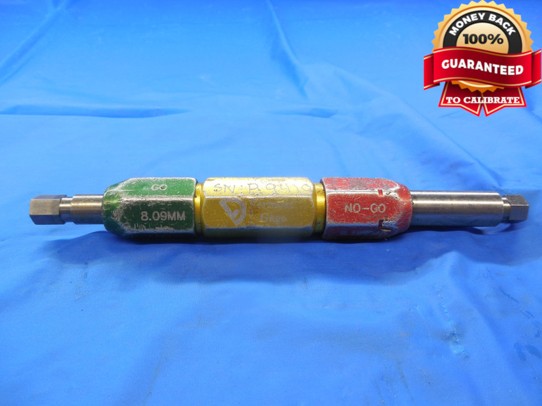 8.090 & 8.190 METRIC PIN PLUG GAGE GO NO GO 8.000 +.090 8 mm .3185 8.09 8.19