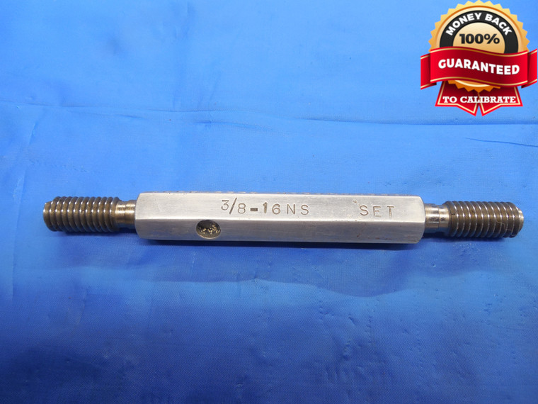 3/8 16 NS SET THREAD PLUG GAGE .375 GO NO GO P.D.'S = .3378 & .3364 UNS CHECK - DW7496BU