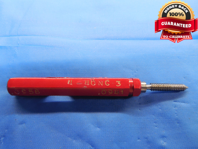 4 40 NC 3 SET THREAD PLUG GAGE #4 .112 NO GO ONLY P.D. = .0941 UNC-3 INSPECTION - DW7505BU