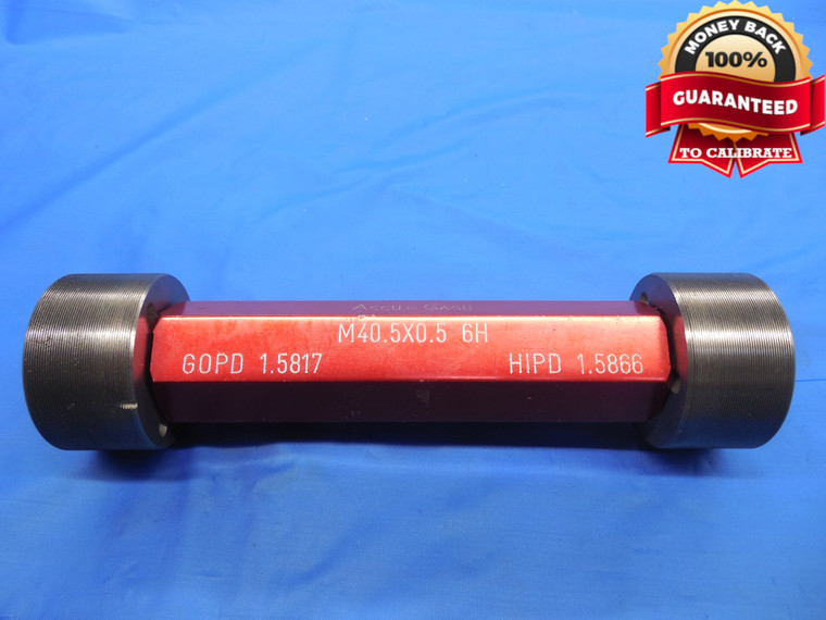 M40.5 X .5 6H METRIC THREAD PLUG GAGE 40.5 0.5 GO NO GO P.D.'S = 1.5817 & 1.5866 - DW7602BU