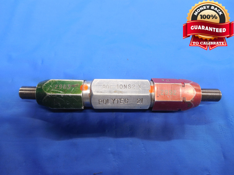 5/16 40 NS 2 THREAD PLUG GAGE .3125 GO NO GO P.D.'S = .2963 & .2992 UNS-2 CHECK - DW7619BU