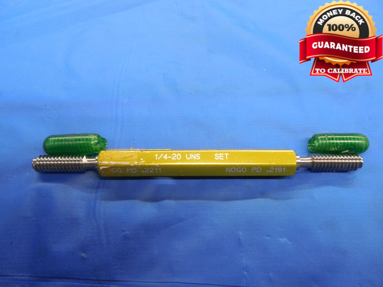 1/4 20 UNS SPECIAL SET THREAD PLUG GAGE .25 GO NO GO P.D.'S = .2211 & .2191 NS - DW7795BU