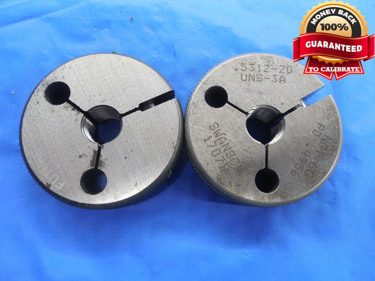 0.5312 20 UNS 3A THREAD RING GAGES .5312 GO NO GO P.D.'S = .4987 & .4956 17/32 - DW7813BU