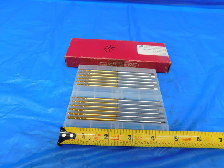 12PC NORTH ATTLEBORO 6 32 NC GH3 HSS TiN COAT BOTT TAP 2 SPIRAL FL EXTRA LONG