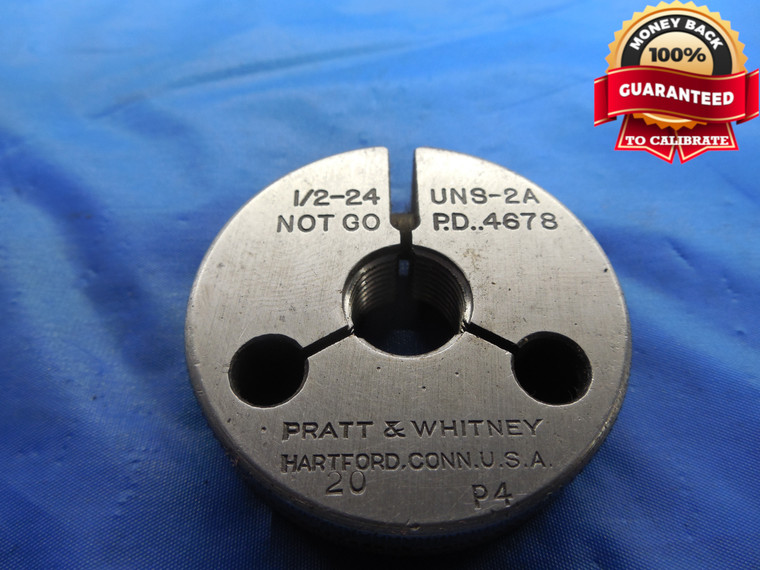 1/2 24 UNS 2A THREAD RING GAGE .5 NO GO ONLY P.D. = .4678 NS-2A INSPECTION CHECK - DW7860BU