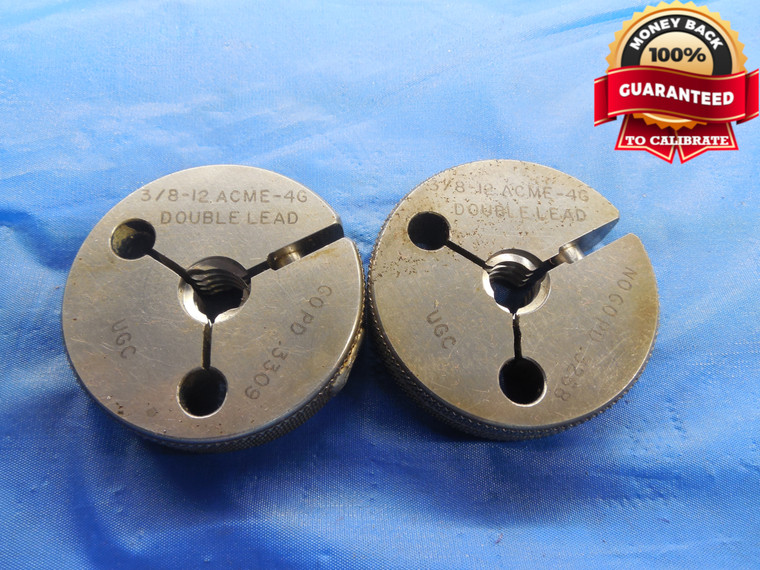 3/8 12 NA 4G ACME DOUBLE LEAD THREAD RING GAGES .375 GO NO GO PDS= .3309 & .3268 - DW7918BU