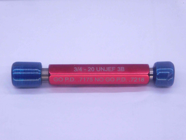 3/4 20 UNJEF 3B THREAD PLUG GAGE .75 .750 .7500 GO NO GO P.D.'S = .7175 & .7218 - DW7926JSER
