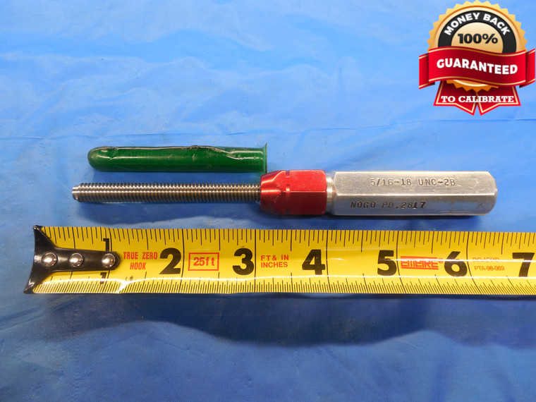 5/16 18 UNC 2B EXTRA LONG THREAD PLUG GAGE .3125 NO GO ONLY P.D. = .2817 NC-2B - DW7950BU