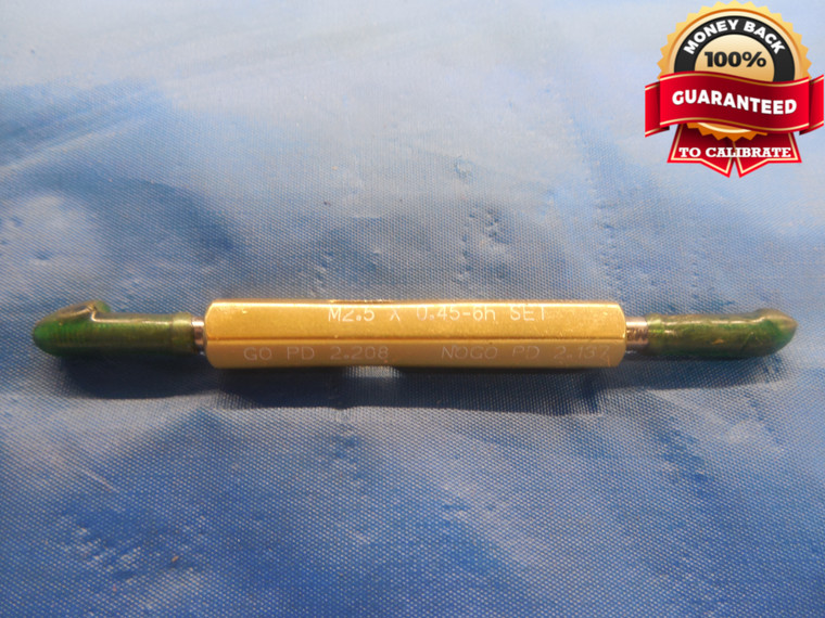 M2.5 X .45 6h SET THREAD PLUG GAGE 2.5 0.45 GO NO GO P.D.'S = 2.208 & 2.137 - DW7999BU