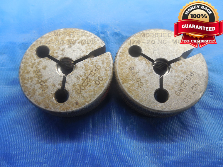 1/4 20 NC MOD MODIFIED THREAD RING GAGES .25 GO NO GO P.D.'S = .2200 & .2199 - DW8082BU