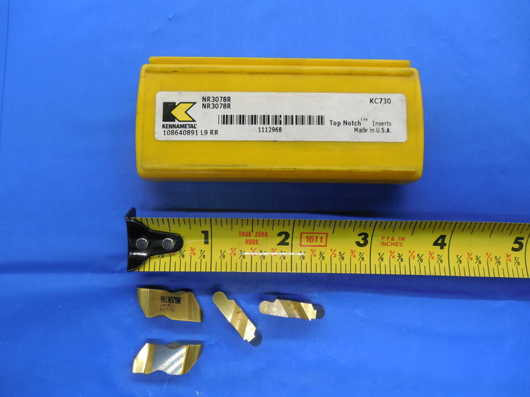 4PCS NEW KENNAMETAL NR3078R KC730 TiN COATED CARBIDE TOP NOTCH GROOVING INSERTS