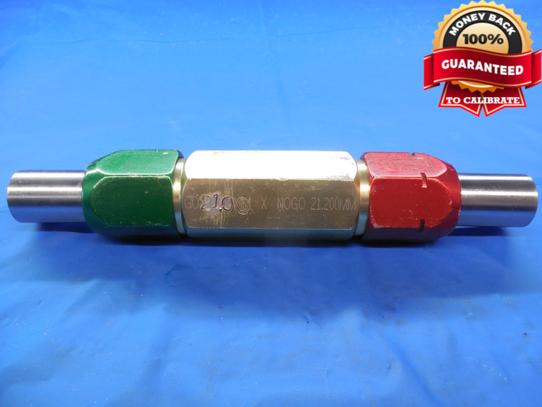 21.000 & 21.200 CLASS X METRIC PIN PLUG GAGE GO NO GO ONSIZE 21 mm .8268