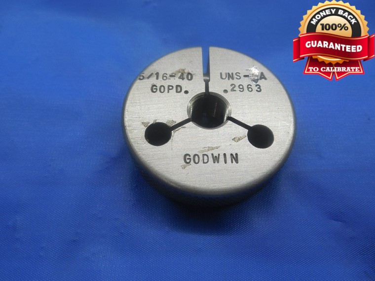 5/16 40 UNS 3A THREAD RING GAGE .3125 GO ONLY P.D. = .2963 NS-3A INSPECTION - DW8102BU