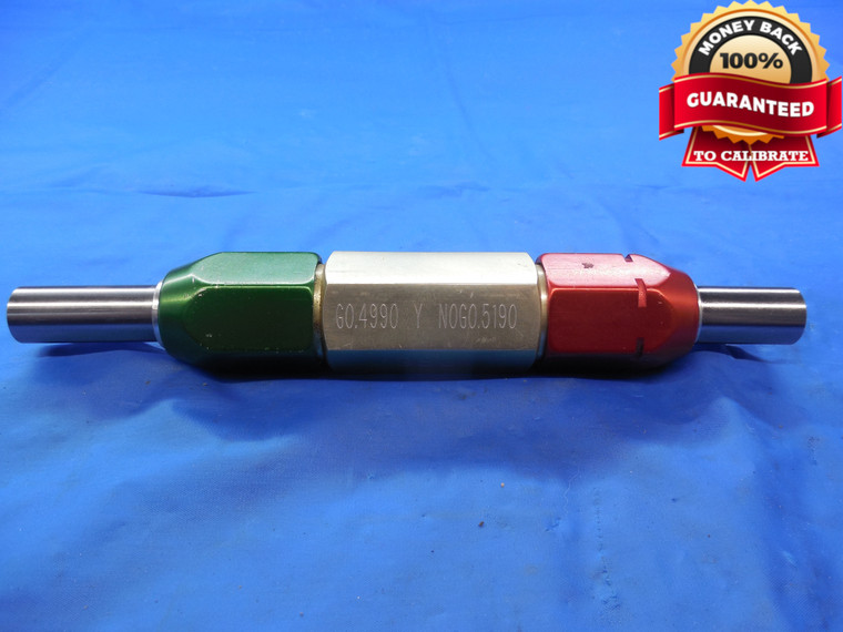 .4990 & .5190 CL Y PIN PLUG GAGE GO NO GO .5000 -.0010 UNDERSIZE 1/2 .499 .519
