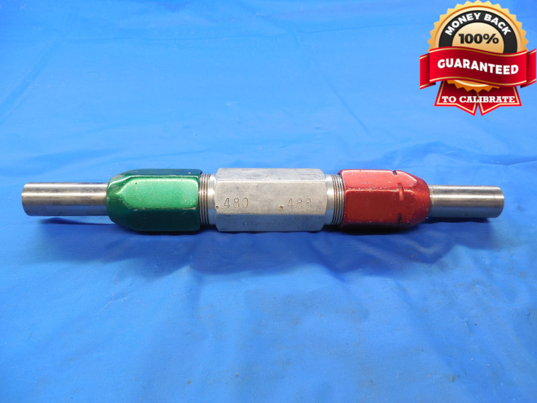 .480 & .488 CL Z PIN PLUG GAGE GO NO GO .4688 +.0112 OVERSIZE 15/32 .4800 .4880