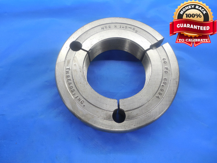 M62 X 1.5 6g METRIC THREAD RING GAGE 62.0 GO ONLY P.D. = 60.994 INSPECTION CHECK - DW8142BU