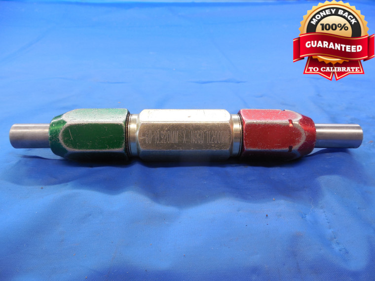 10.920 & 11.200 CL X METRIC PIN PLUG GAGE GO NO GO 11.000 -.080 11 mm .4299 TOOL
