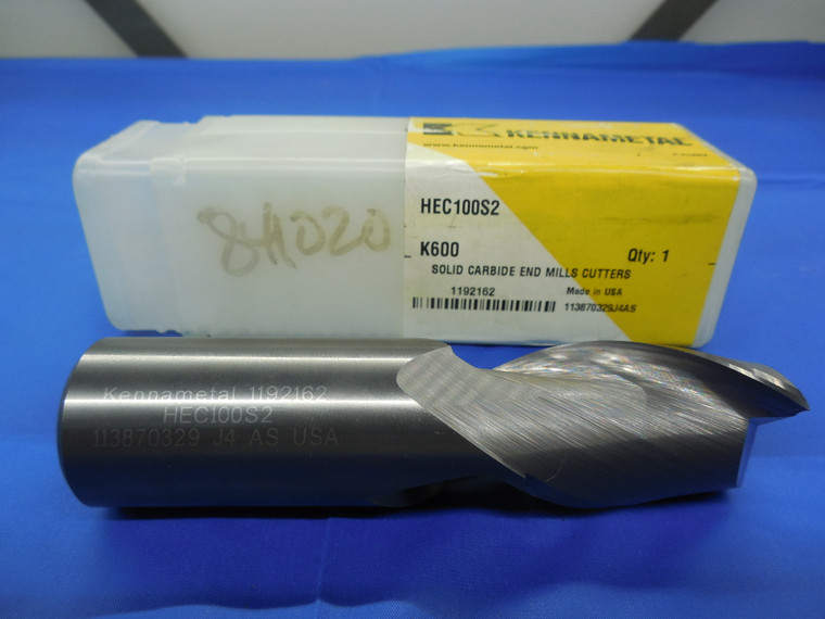 NEW KENNAMETAL 1" DIA X 4" OAL CARBIDE SQUARE END MILL CENTER CUTTING 2 FLUTES