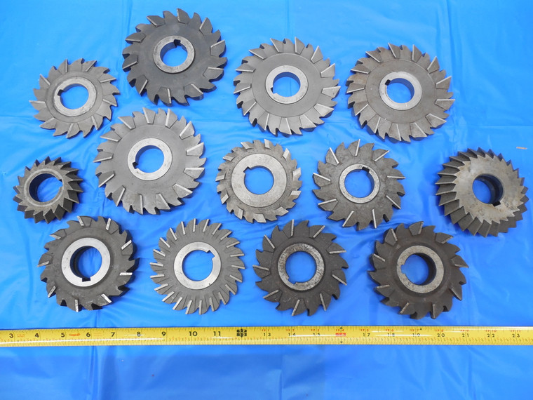 12 PCS SIDE MILL CUTTER AND SPIRAL REAMERS 1 1/4" DIA ARBOR HOLE VARIOUS WIDTHS