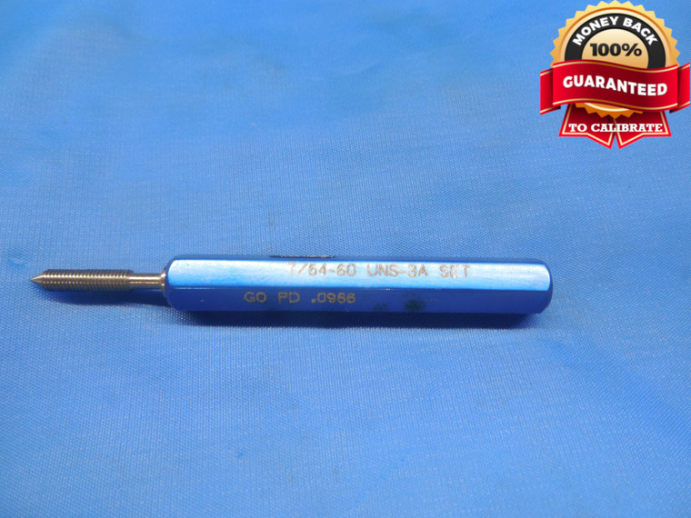 7/64 60 UNS 3A SET THREAD PLUG GAGE .109375 GO ONLY P.D. = .0986 NS-3A CHECK - DW8233BU