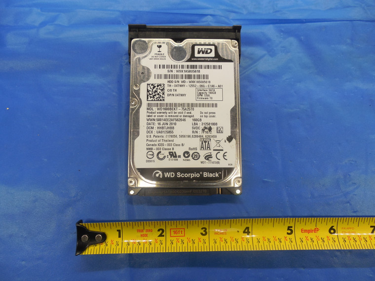 WESTERN DIGITAL WD1600BEKT-75A25T0 HARD DRIVE 160GB 04TNHY 2.5" SATA HHBTJHBB