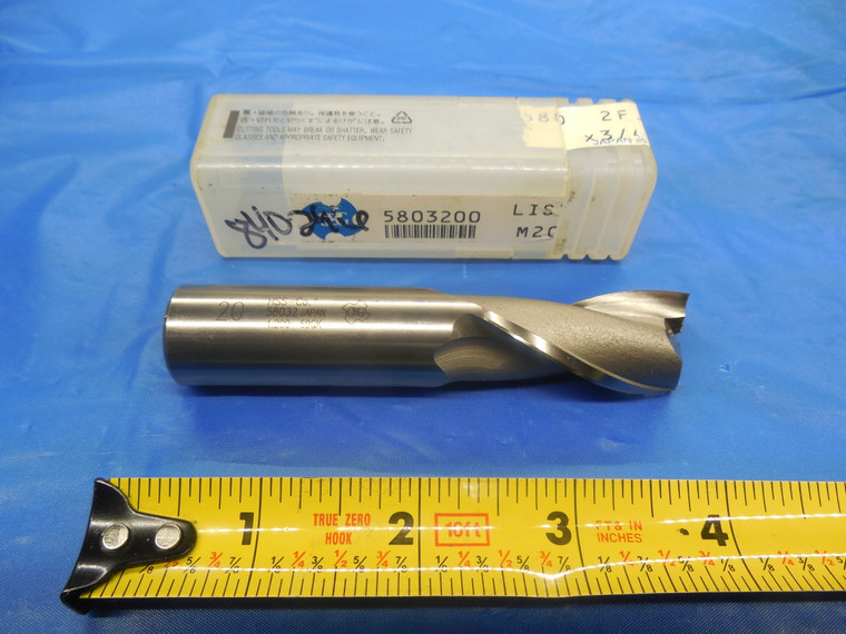 OSG 20mm DIA X 3 3/4" OAL HSS CO SQUARE END MILL CENTER CUTTING 2 FLUTES 5803200