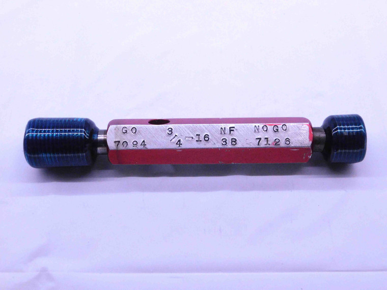 3/4 16 NF 3 THREAD PLUG GAGE .75 .750 GO NO GO P.D.'S = .7094 & .7126 UNF-3 - 34163P1