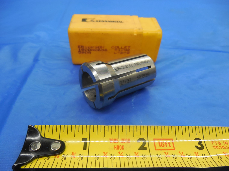 NEW ERICKSON KENNAMETAL 21/32" DA180 COLLET 1.625" OAL 1.035" OVERALL DIA .656