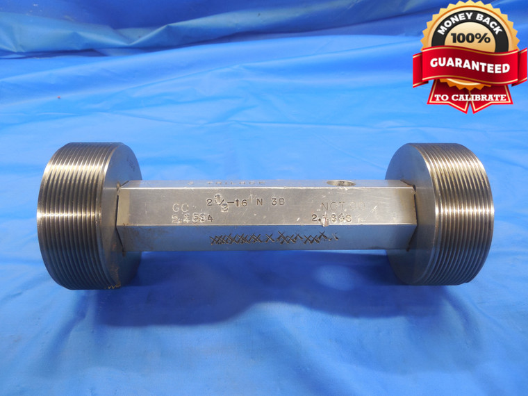 2 1/2 16 UN 3B THREAD PLUG GAGE 2.5 2.50 2.500 GO NO GO P.D.'S = 2.4594 & 2.4648 - DW8484RD