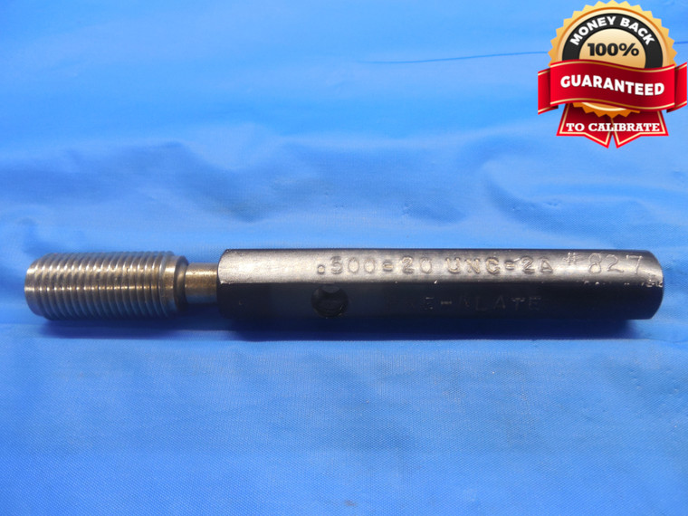 1/2 20 UNC 2A PREPLATE SET THREAD PLUG GAGE .5 GO ONLY P.D. = .4626 NC-2A CHECK - DW8595BU